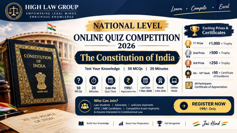 National Level Online Quiz Competition 2026 on the Constitution of India by High Law Group